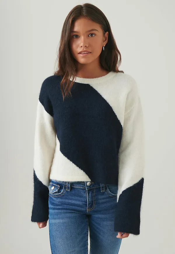 Gina Tricot - y knitted sweater - stickade tröjor - Blå - 134/140 - Tjej
