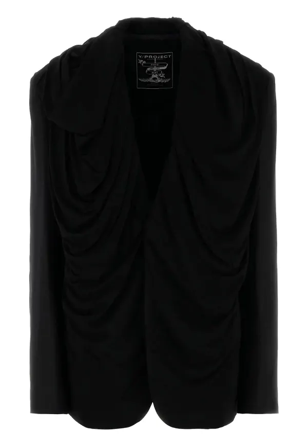 Y/Project draperad blazer med huva - Svart