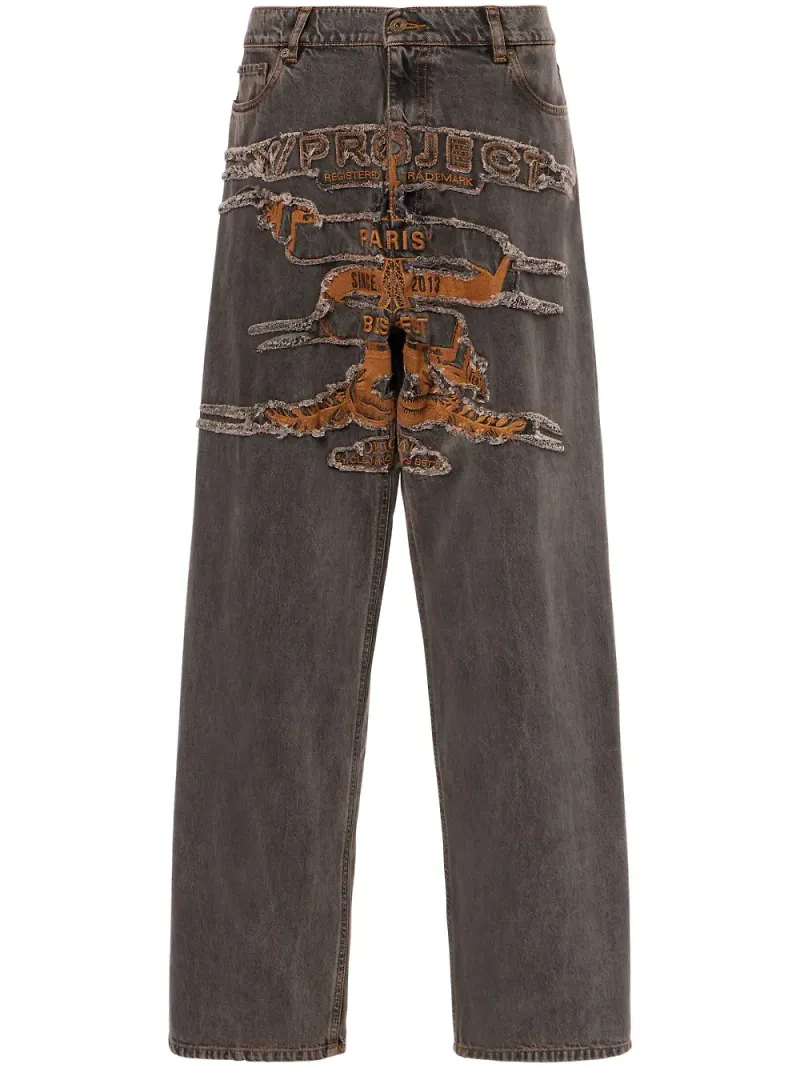 Y/Project straight-jeans med slitning - Grå