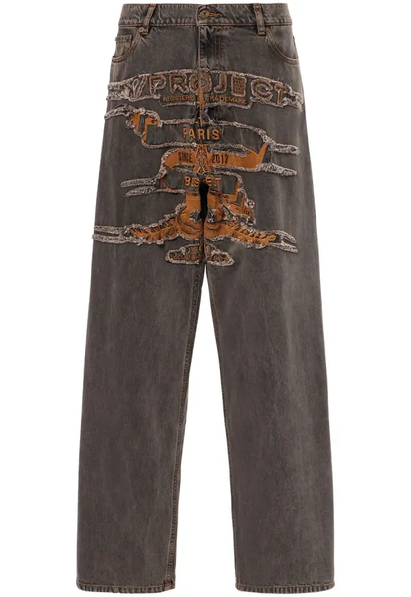 Y/Project straight-jeans med slitning - Grå