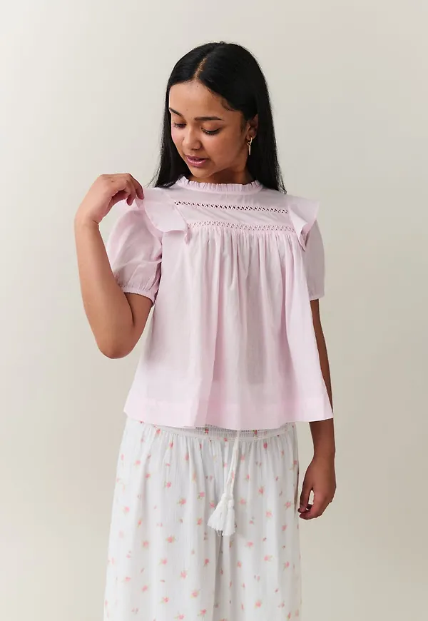 Y puffsleeve lace top