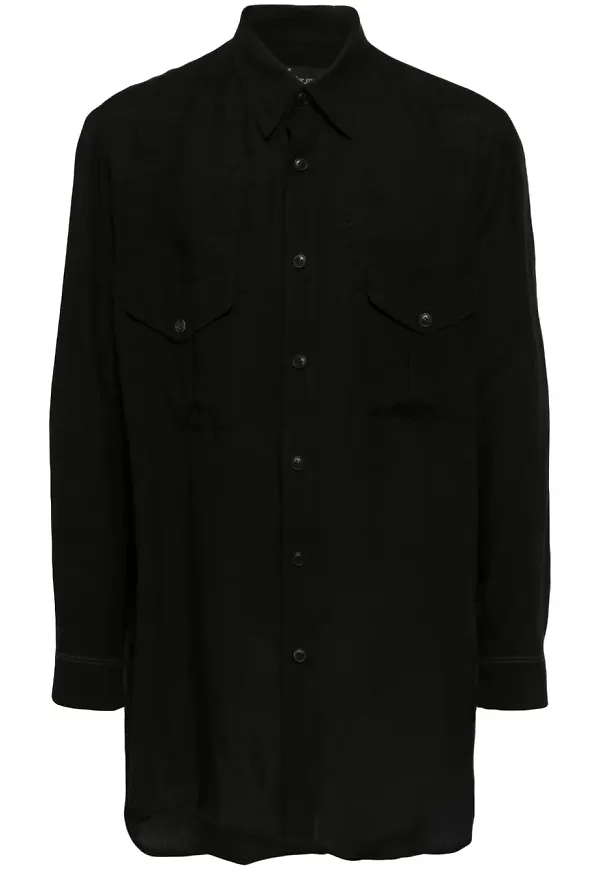 Y's long-sleeve flax shirt - Svart