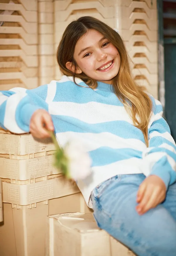 Y stripe knitted sweater