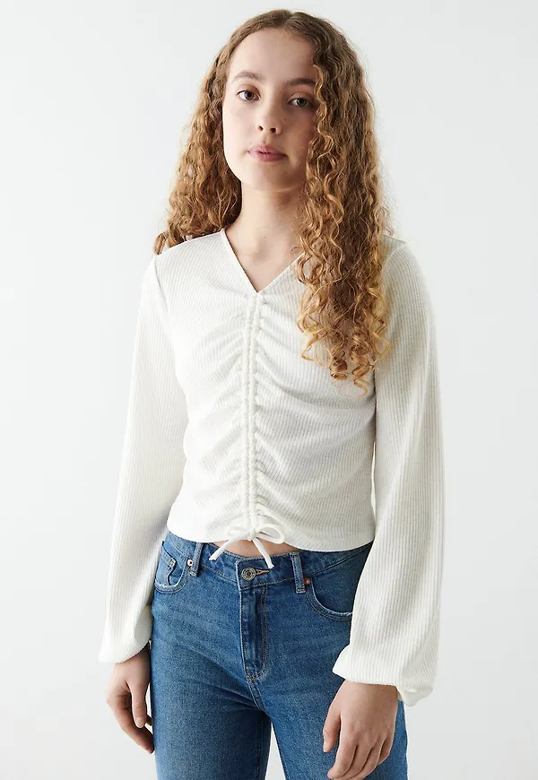 Y v-neck drawstring top
