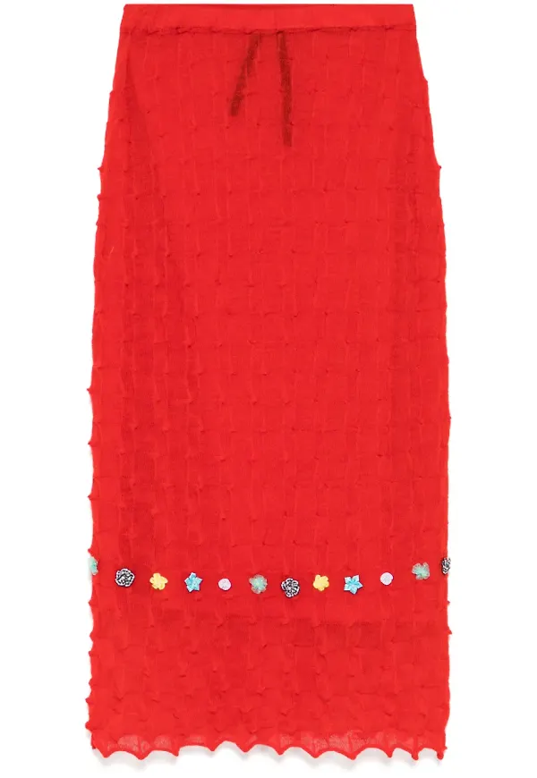 YANYAN KNITS utsmyckad minikjol - Röd