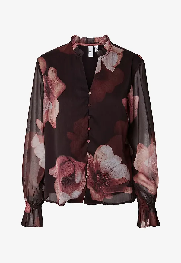 YAS - Blus Yasflow Ls Shirt S. - Brun