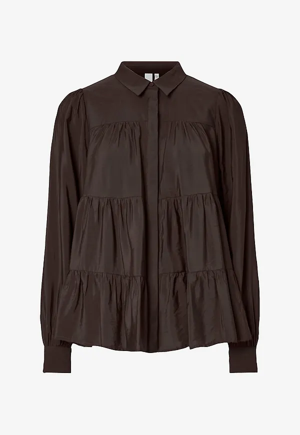 YAS - Blus yasPala LS Shirt - Brun