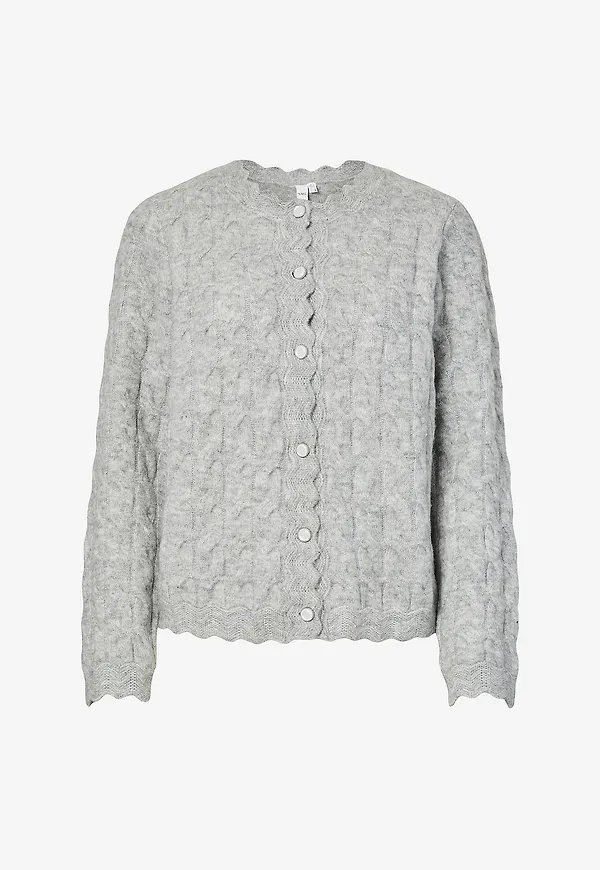 YAS - Cardigan yasBubera LS Knit Cardigan - Grå