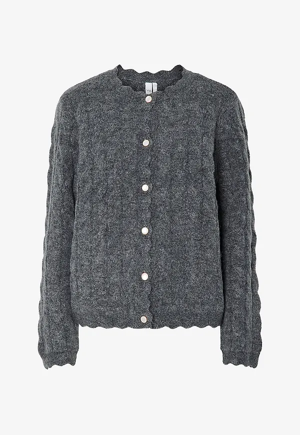 YAS - Cardigan yasBubera LS Knit Cardigan - Grå