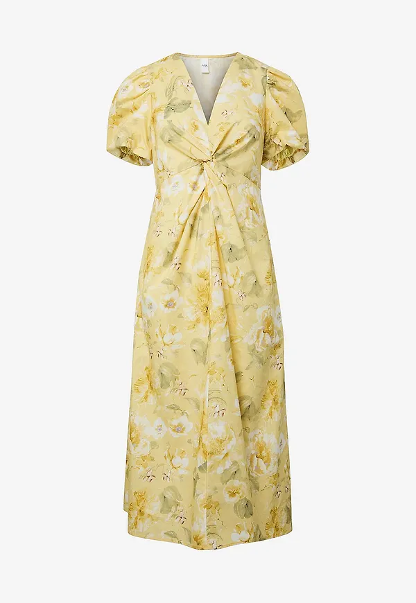 YAS - Klänning yasStray SS Midi Dress - Beige