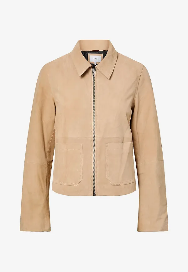 YAS - Mockajacka yasSapera LS Leather Jacket - Brun