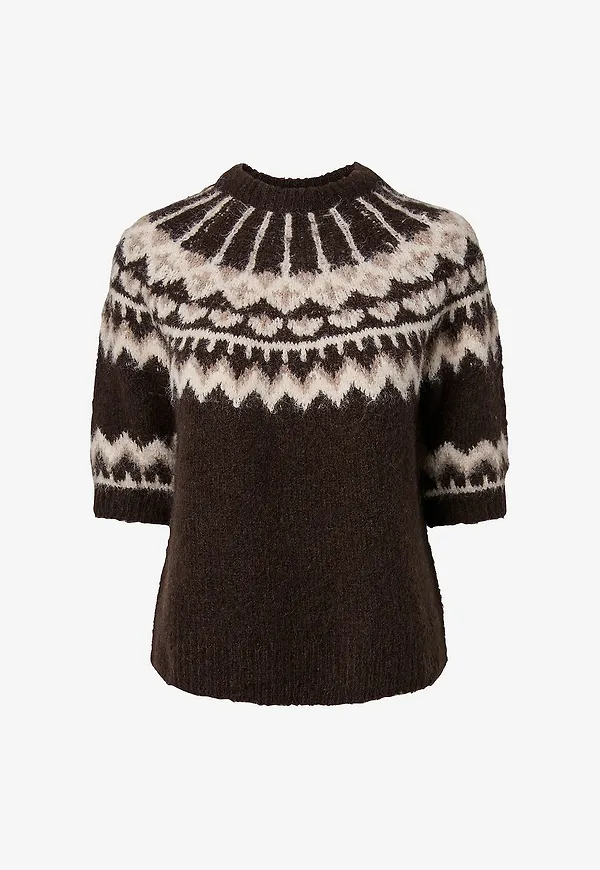 YAS - Tröja Yasdomina Ss Wool Blend Knit Pullov - Brun