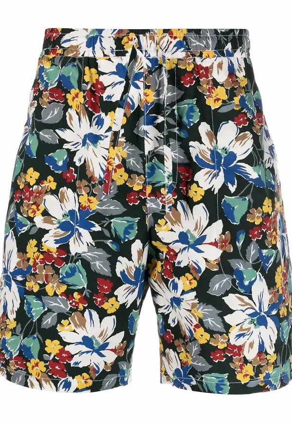 YMC blommiga shorts med dragsko - Grön