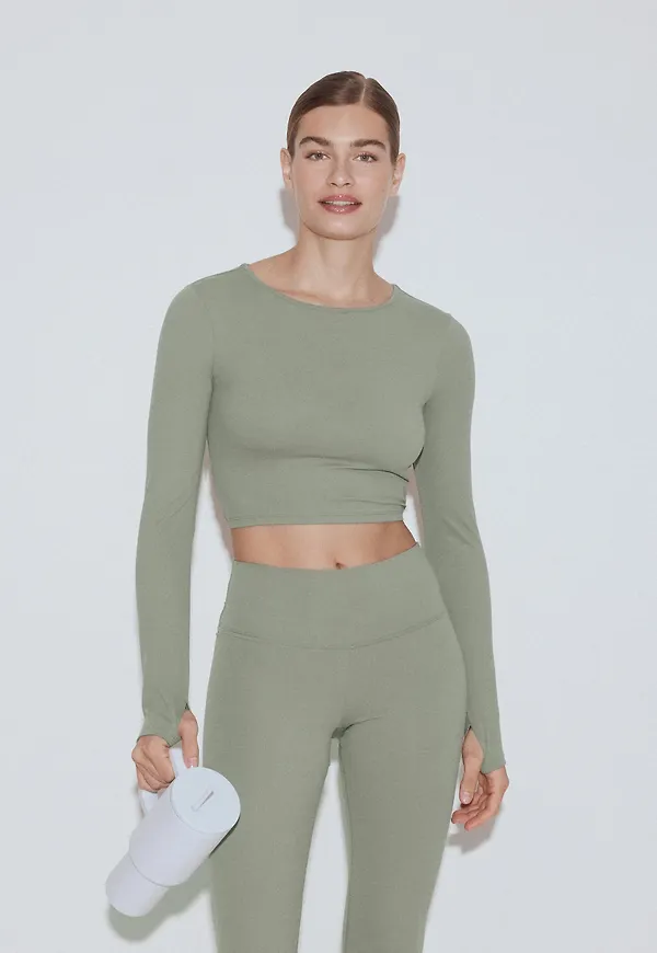 Gina Tricot - Yoga twist top - Långärmade toppar - Grön - XS - Dam