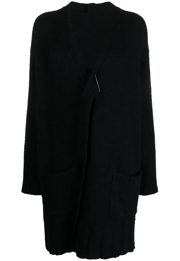 Yohji Yamamoto asymmetrisk lång kofta - Svart