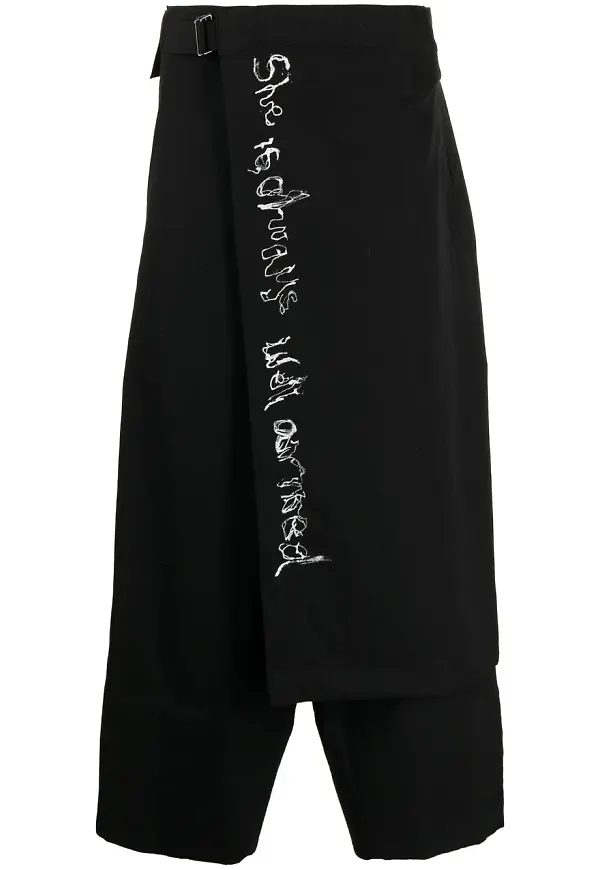 Yohji Yamamoto beskurna omlottbyxor - Svart
