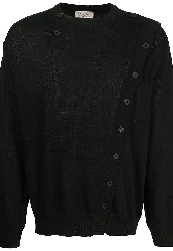 Yohji Yamamoto bomullströja med knäppning - Svart