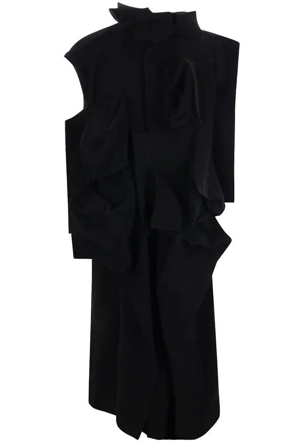 Yohji Yamamoto draperad kappa - Svart