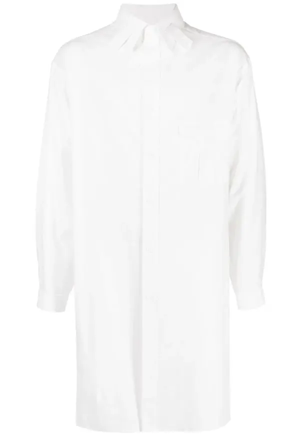 Yohji Yamamoto lång skjorta med krage - Vit