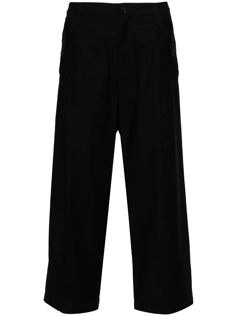 Yohji Yamamoto M-Front 1 Tuck beskurna byxor - Svart