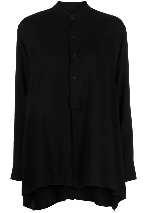 Yohji Yamamoto skjorta med kinakrage - Svart