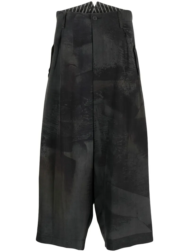 Yohji Yamamoto trekvartsbyxor med vida ben - Svart