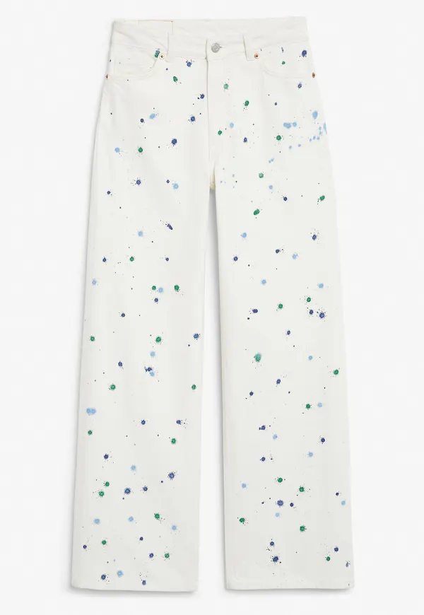 Yoko white jeans with colour splashes - White