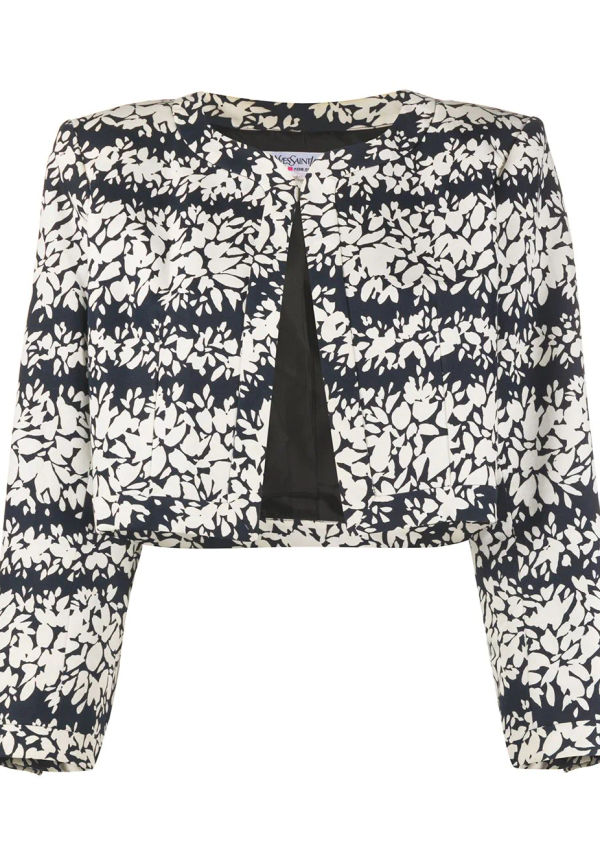 Yves Saint Laurent Pre-Owned beskuren blommig jacka från 1990-talet - Vit