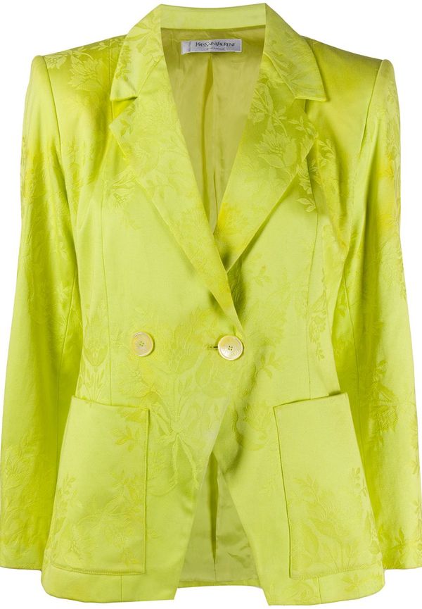 Yves Saint Laurent Pre-Owned blommig dubbelknäppt blazer från 1990-talet - Grön