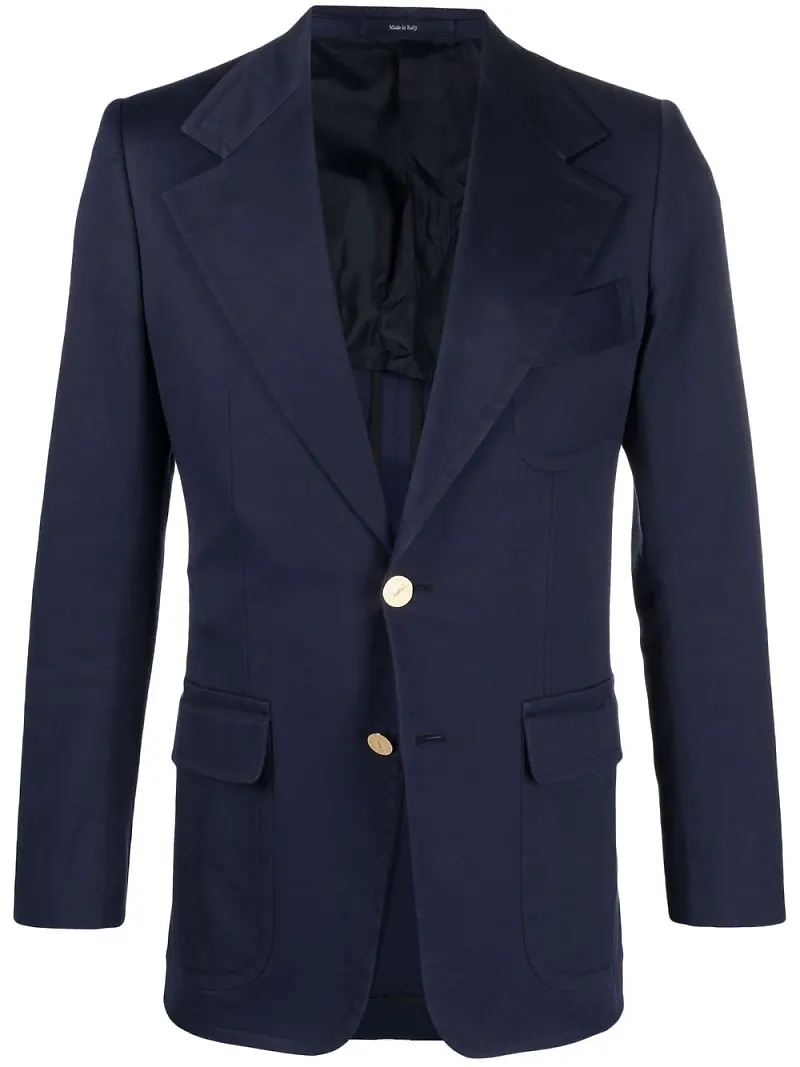 Yves Saint Laurent Pre-Owned enkelknäppt blazer med spetsiga slag - Blå