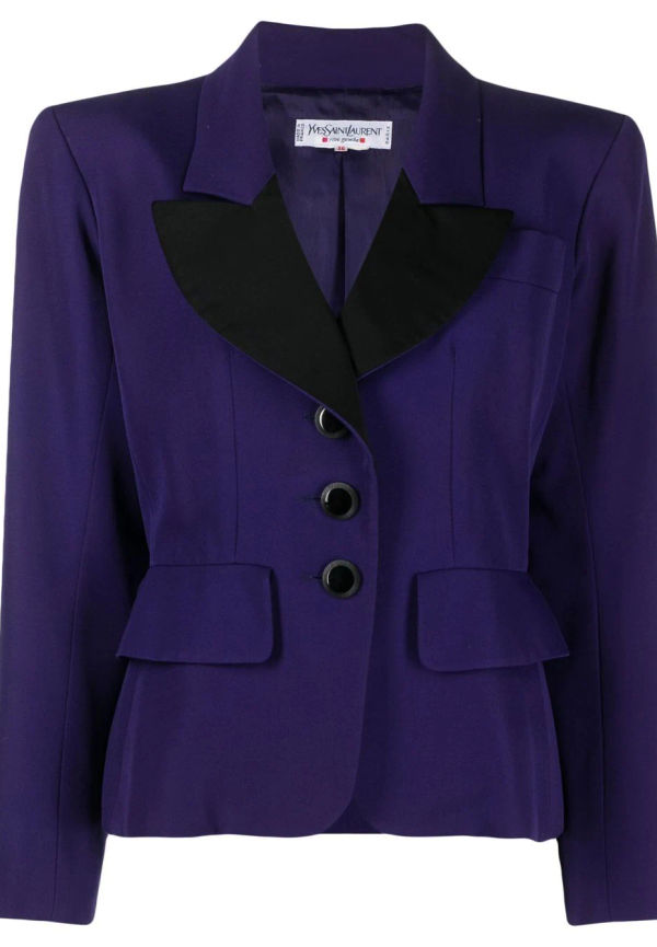 Yves Saint Laurent Pre-Owned enkelknäppt blazer med spetsiga slag - Lila