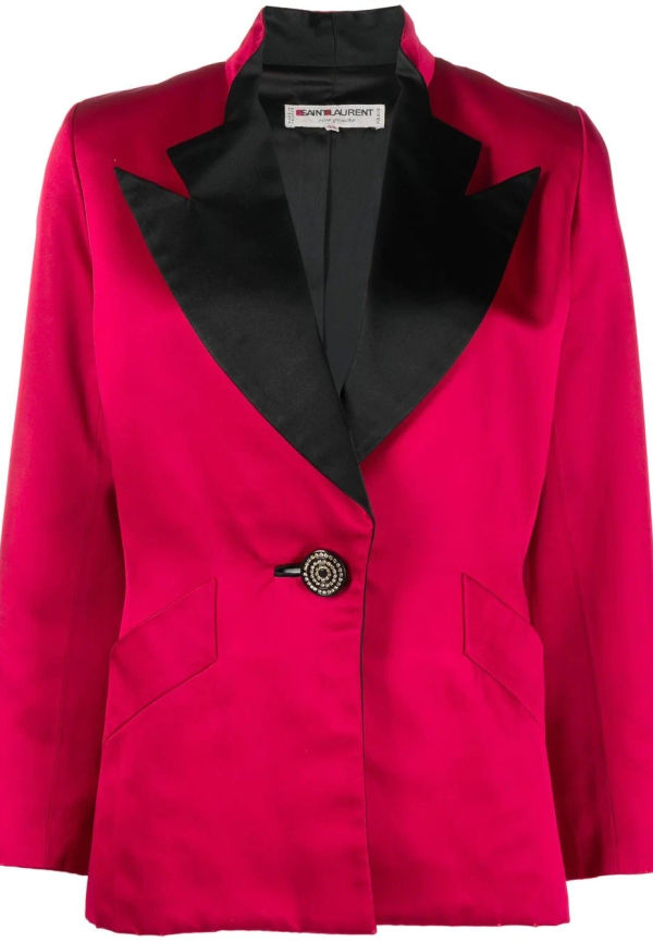 Yves Saint Laurent Pre-Owned enkelknäppt jacka med spetsigt slag - Röd