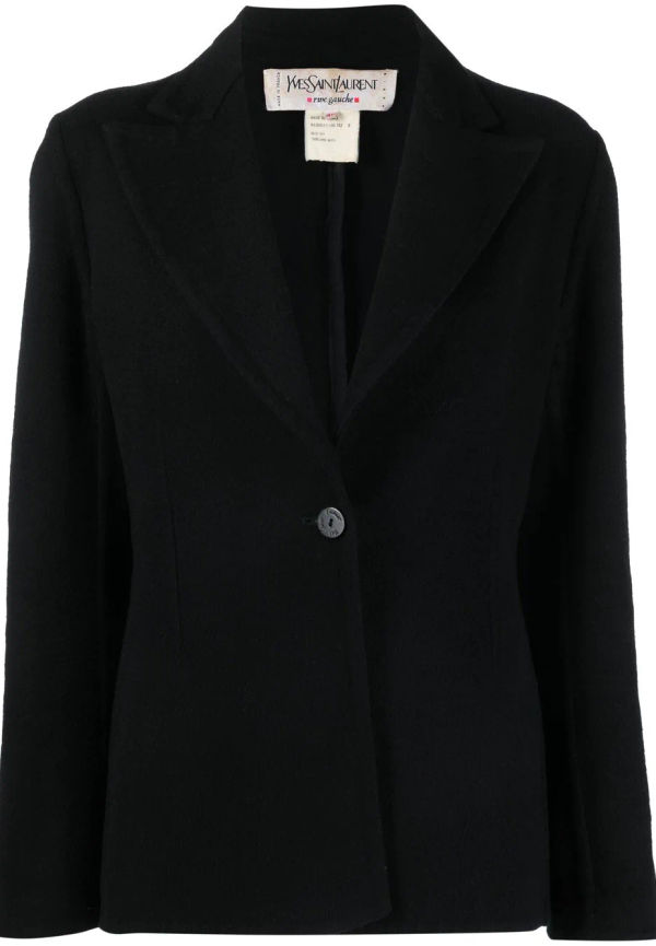 Yves Saint Laurent Pre-Owned enkelknäppt jacka med spetsigt slag - Svart