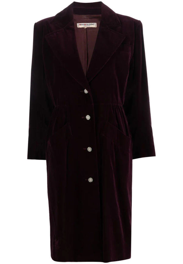 Yves Saint Laurent Pre-Owned enkelknäppt sammetsrock - Lila