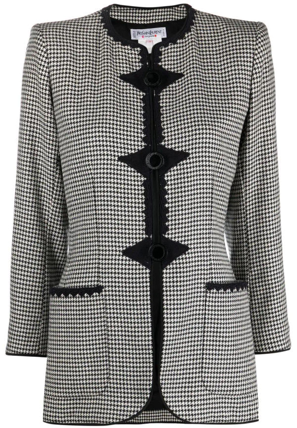 Yves Saint Laurent Pre-Owned hundtandsmönstrad jacka från 1980-talet - Svart