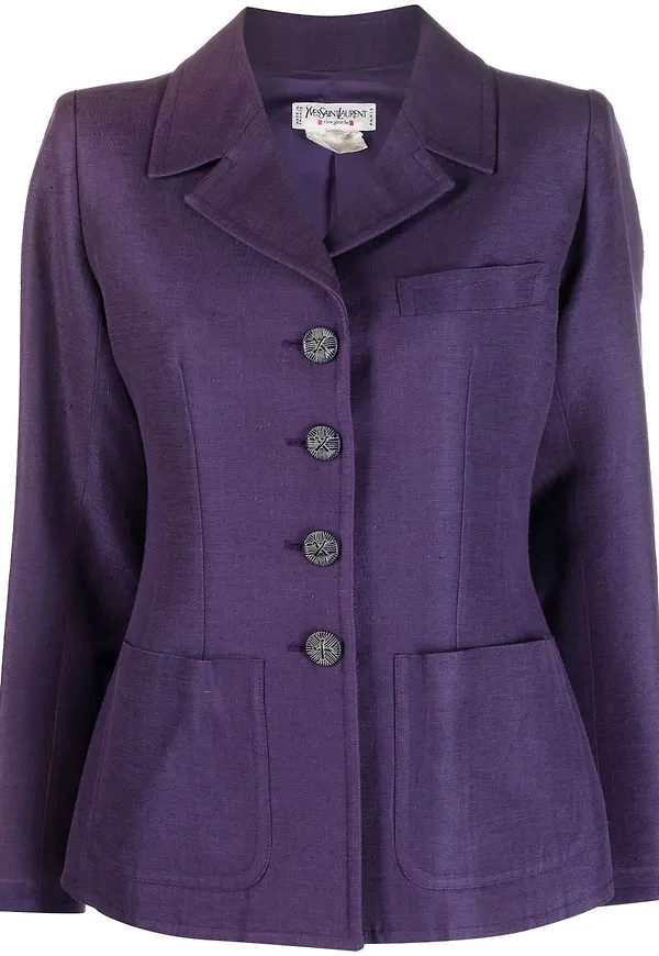 Yves Saint Laurent Pre-Owned jacka med trubbiga slag - Lila