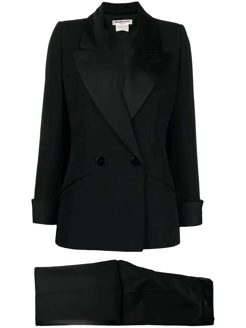 Yves Saint Laurent Pre-Owned kostym med spetsigt slag - Svart