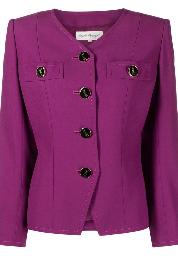 Yves Saint Laurent Pre-Owned kraglös jacka från 1990-2000-talet - Lila