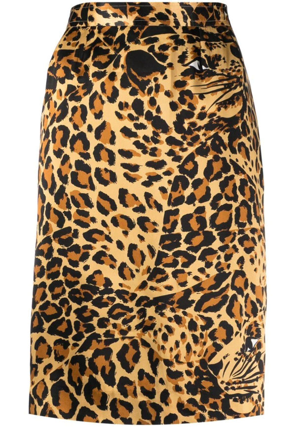 Yves Saint Laurent Pre-Owned leopardmönstrad kjol med hög midja - Brun