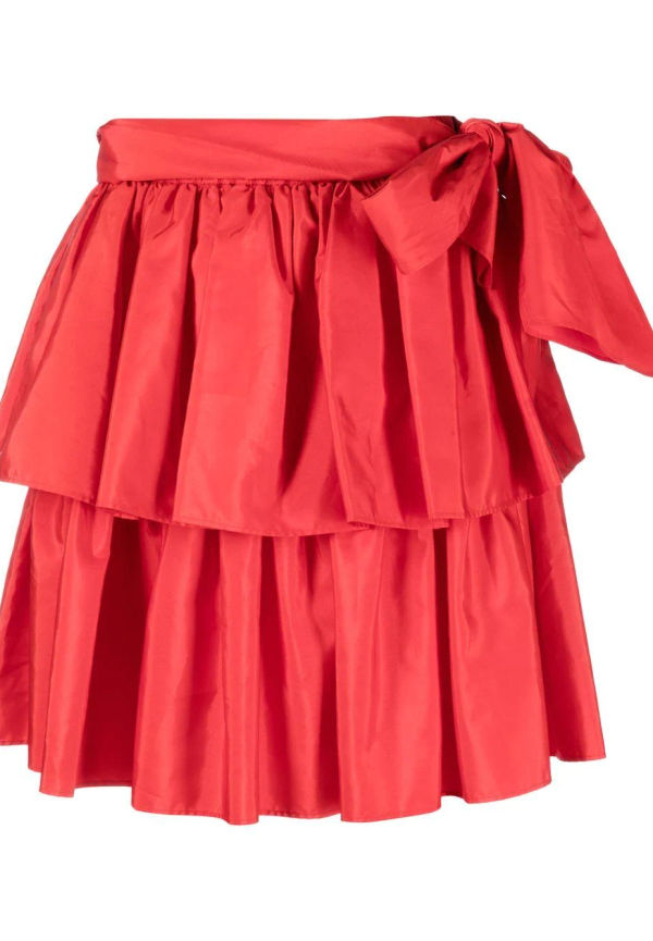 Yves Saint Laurent Pre-Owned Lola plisserad minikjol med rosett - Röd