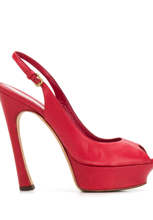 Yves Saint Laurent Pre-Owned platåpumps från 2000-talet - Röd