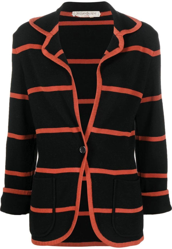 Yves Saint Laurent Pre-Owned randig blazer från 1970-talet - Svart