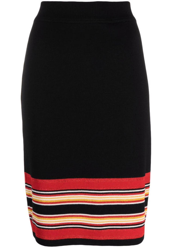 Yves Saint Laurent Pre-Owned randig kjol från 2000-talet - Svart