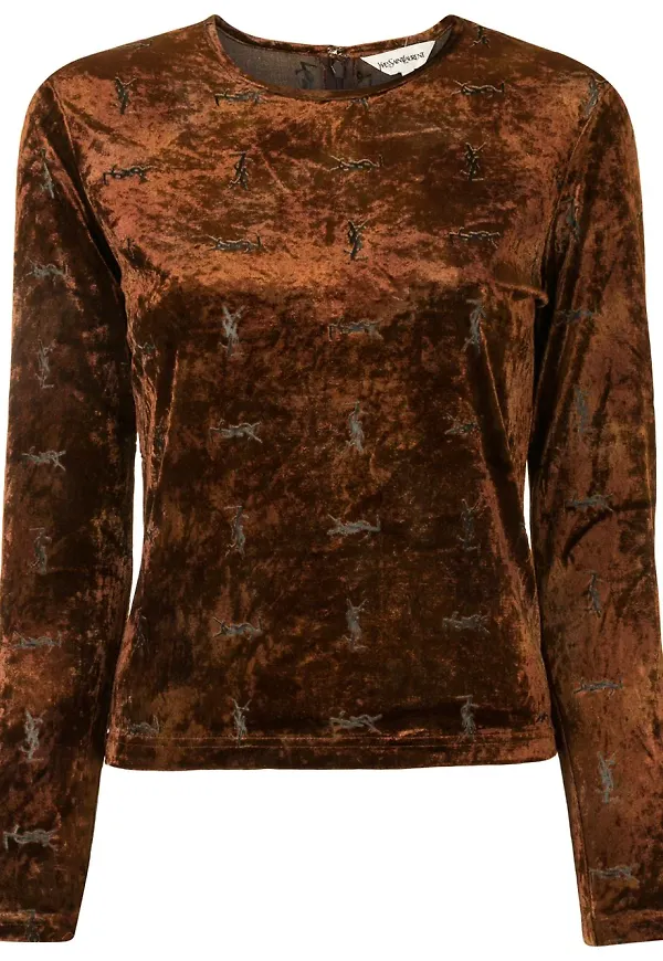 Yves Saint Laurent Pre-Owned sammetsblus - Brun