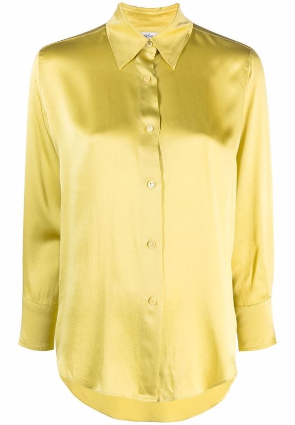Yves Saint Laurent Pre-Owned sidenskjorta med beskuren ärm från 2000-talet - Gul