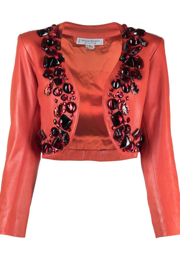 Yves Saint Laurent Pre-Owned stenprydd bolero från 1980-talet - Röd