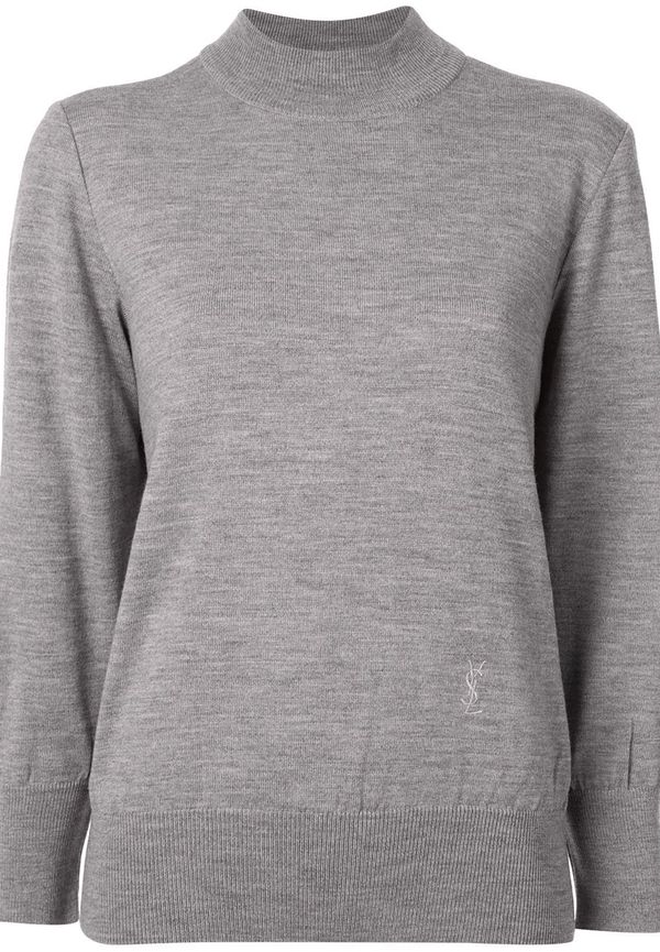 Yves Saint Laurent Pre-Owned tröja med broderad logotyp - Grå