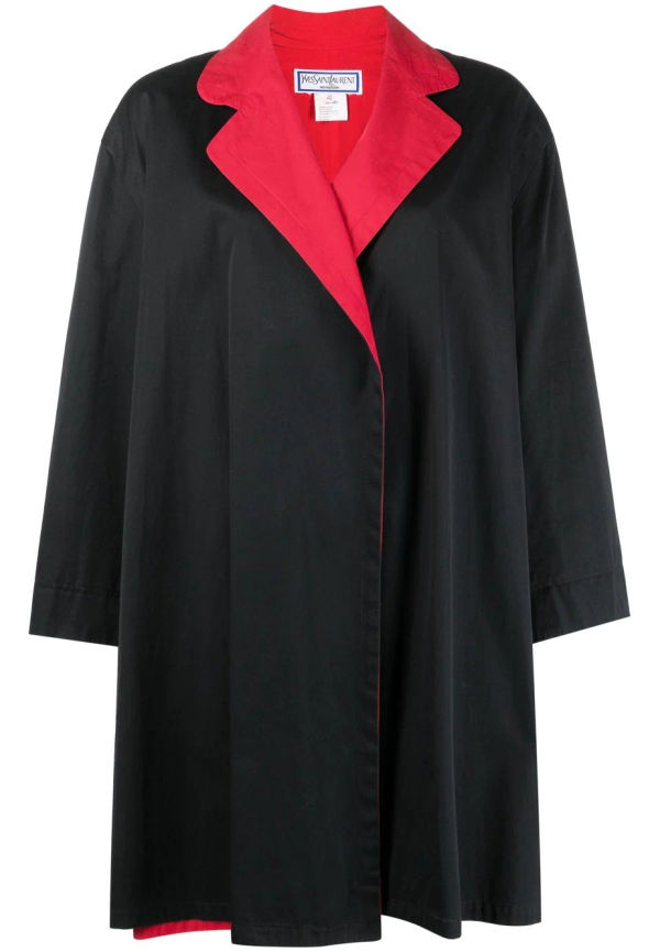 Yves Saint Laurent Pre-Owned Variation tvåfärgad enkelknäppt kappa - Svart