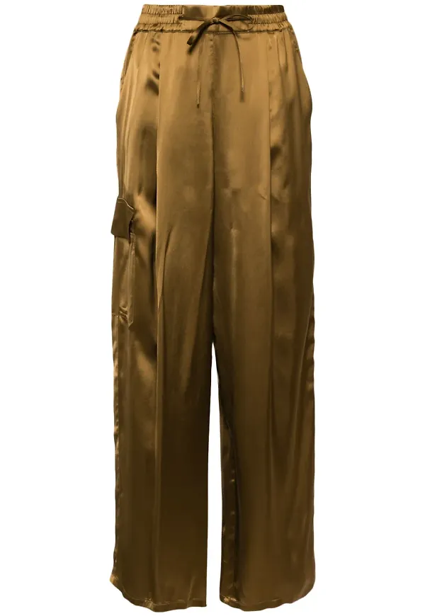 Yves Salomon cargobyxor i satin - Brun