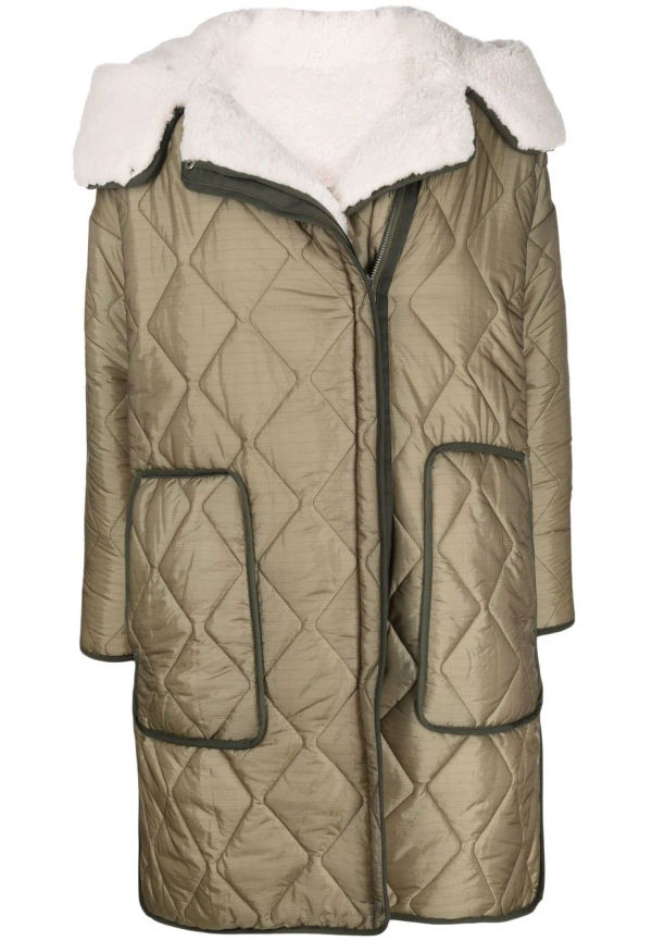 Yves Salomon quiltad parkas - Grön